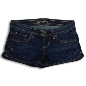 GUESS Dark Blue Jean Short Shorts Whiskering Details Sz 25